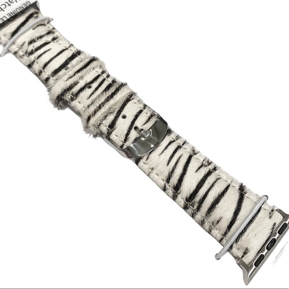 Black Turtle Boutique Accessories - 38” Zebra Fuzzy Genuine Leather Apple Watch Band  NWT